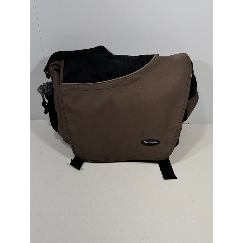 Samsonite Messenger Bag Brown Black Canvas Laptop Shoulder Travel Work Bag